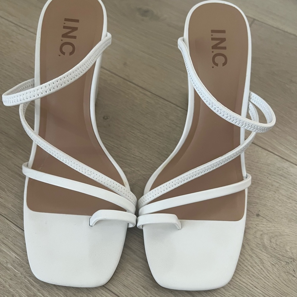 INC International Concepts White Strappy Heels